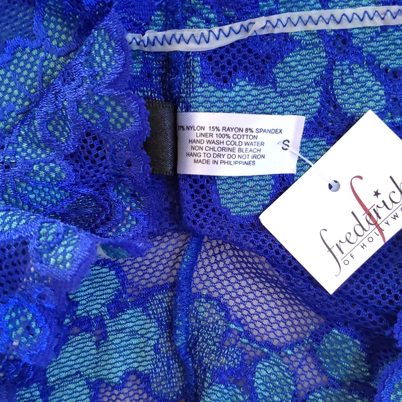 NWT. Frederick's Of Hollywood All Lace Panty with Blue/Green Embroidered Flowers - Picture 4 of 4